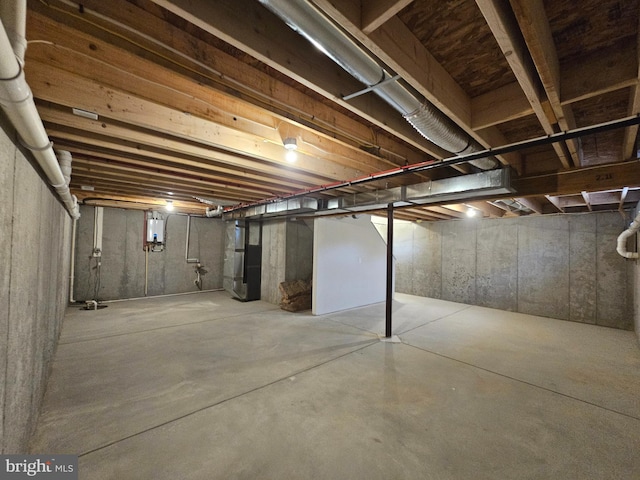 basement with heating unit