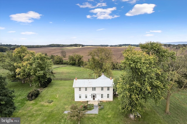 aerial view featuring a rural view