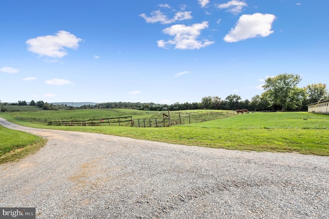 view of road with a rural view