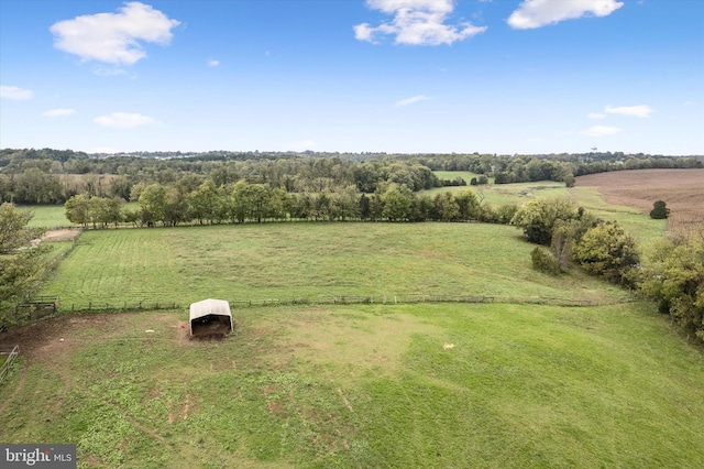 aerial view featuring a rural view