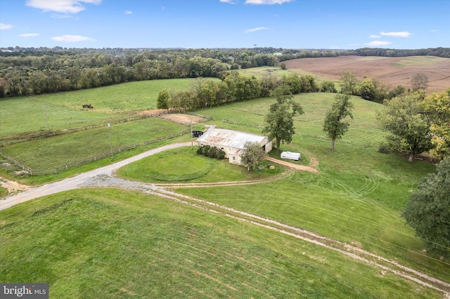 aerial view with a rural view