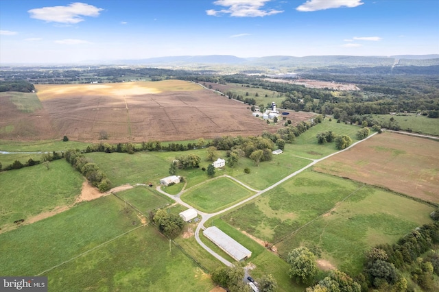 aerial view featuring a rural view