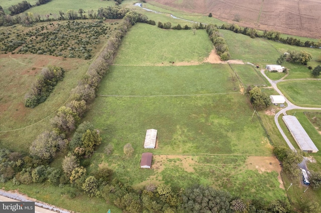 aerial view with a rural view