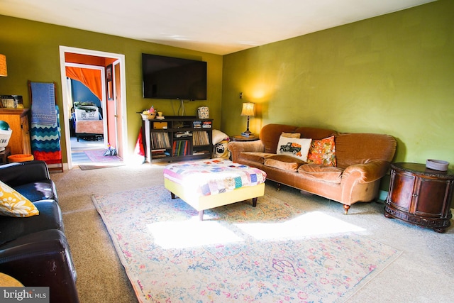 living room featuring carpet flooring