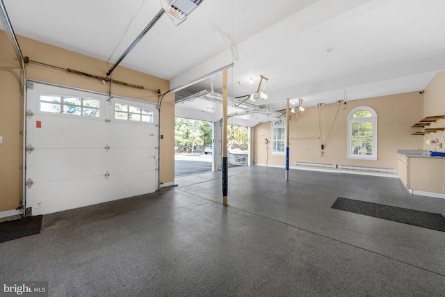 garage with a garage door opener