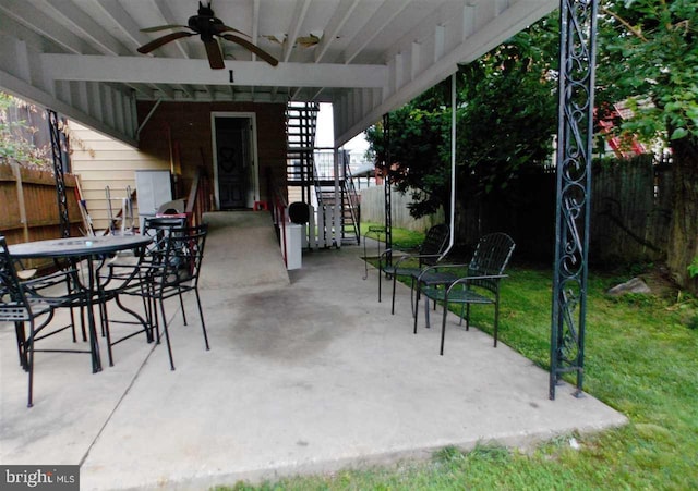 view of patio with ceiling fan