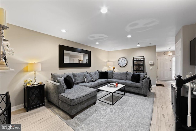 living room featuring light hardwood / wood-style floors