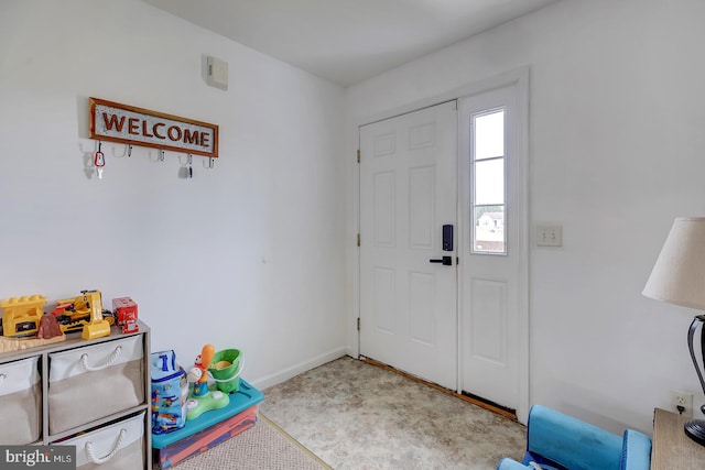 entryway with light carpet