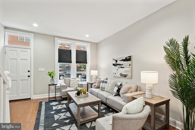 living room featuring light hardwood / wood-style flooring