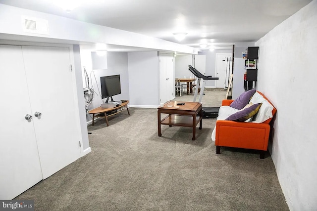 living room featuring carpet