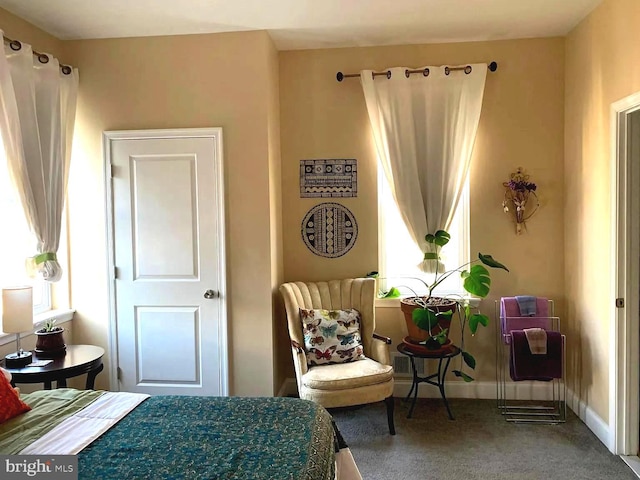 bedroom with carpet flooring and multiple windows