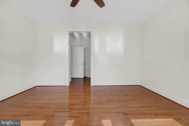 spare room featuring hardwood / wood-style floors and ceiling fan