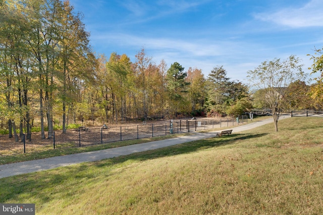 view of community featuring a yard and a rural view