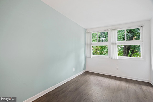 spare room with a wealth of natural light and hardwood / wood-style floors