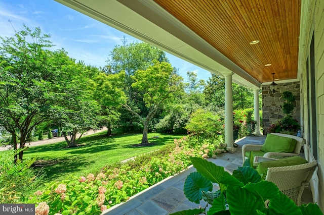 view of yard featuring a porch