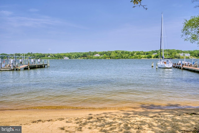 view of dock featuring a water view