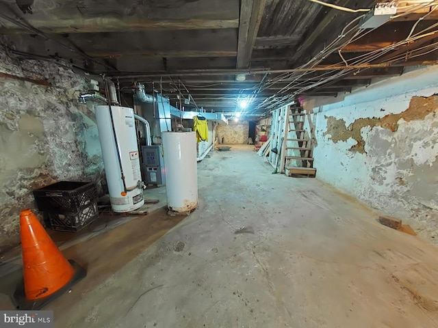 basement featuring water heater