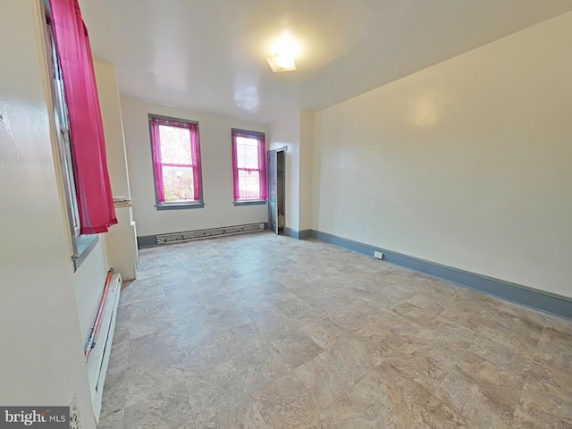 empty room featuring baseboard heating