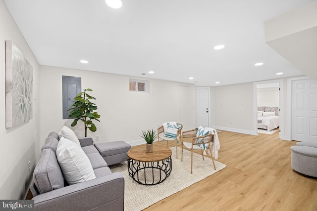 living room with light wood-type flooring