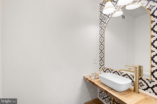 bathroom featuring hardwood / wood-style flooring and sink