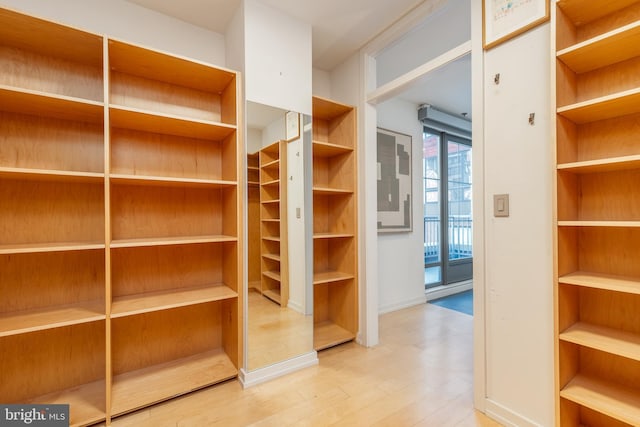 spacious closet with light wood-style flooring