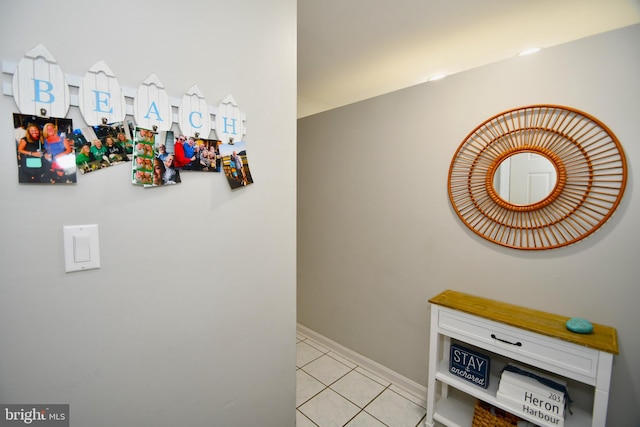 interior space featuring light tile patterned floors