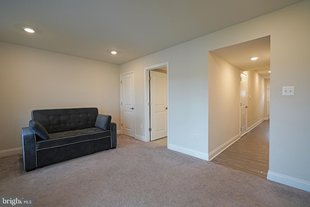 living area with light hardwood / wood-style floors