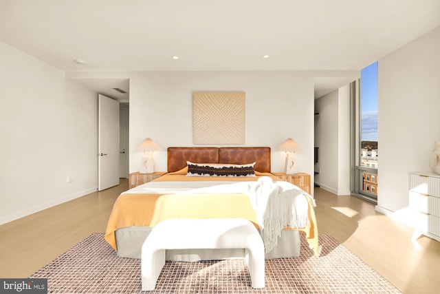 bedroom featuring light hardwood / wood-style flooring