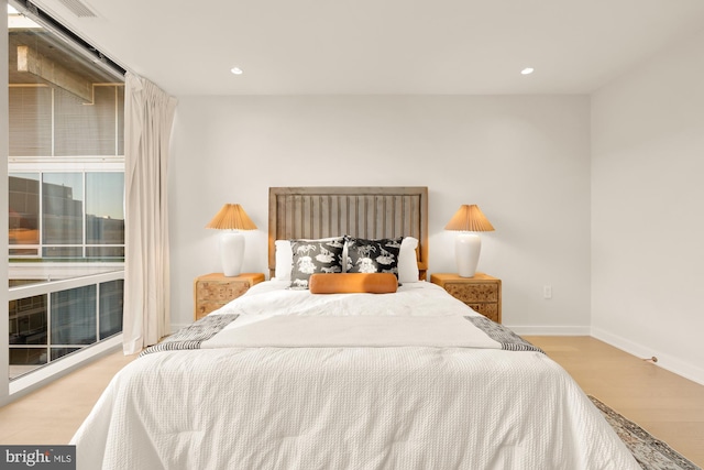 bedroom featuring light hardwood / wood-style floors