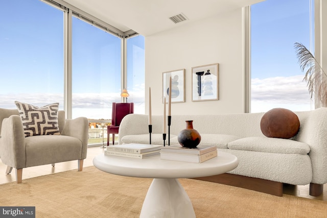 living room featuring expansive windows and a wealth of natural light