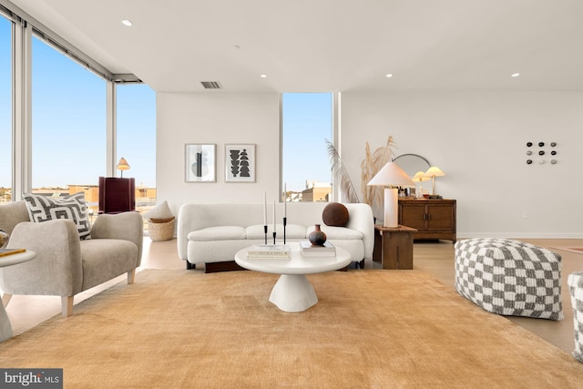 living room with floor to ceiling windows and a wealth of natural light