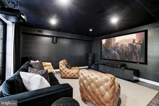 714 Belgrove Rd, Mclean, VA 22101 - cinema room with baseboards, wood finished floors, and recessed lighting
