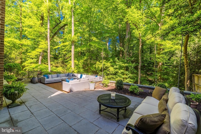 view of patio / terrace with an outdoor living space