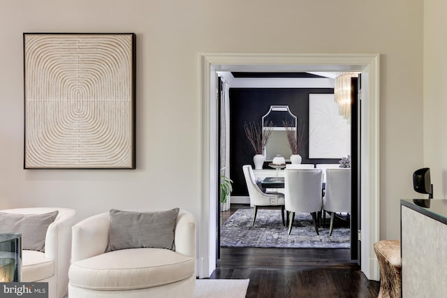 dining space featuring dark hardwood / wood-style flooring