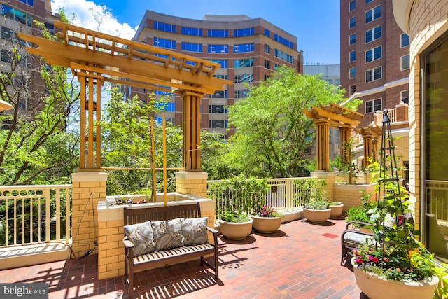 view of patio / terrace featuring a pergola