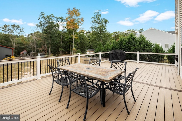 deck featuring grilling area