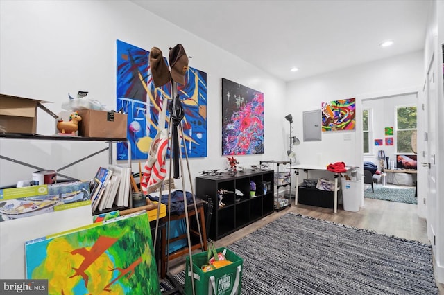 bedroom with wood-type flooring