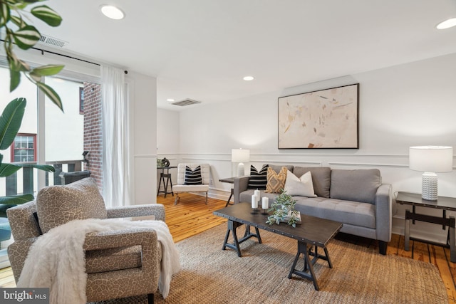 living room with hardwood / wood-style floors