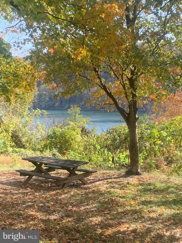 view of home's community with a water view