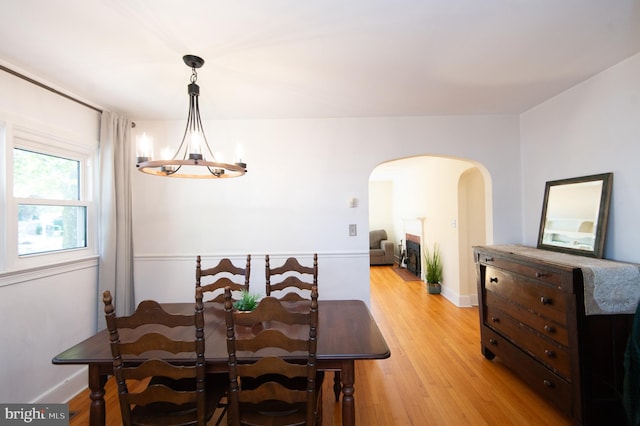 dining space with light wood-type flooring