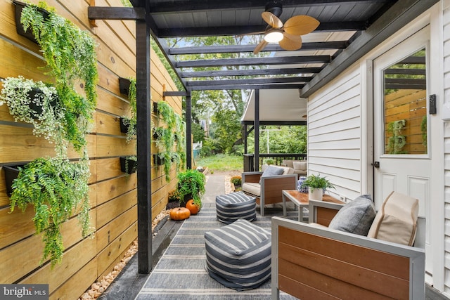 view of patio / terrace featuring outdoor lounge area and ceiling fan