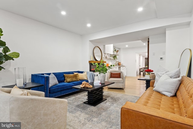 living room featuring light hardwood / wood-style flooring