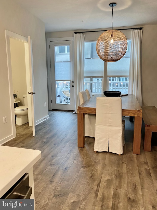 dining room with wood-type flooring