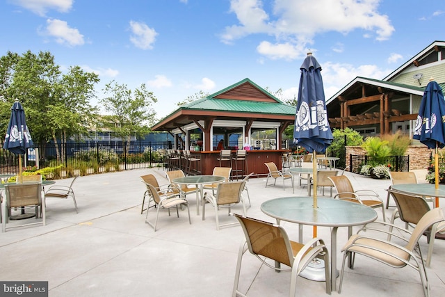 view of patio featuring a gazebo