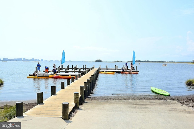 view of dock featuring a water view