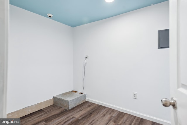 empty room with dark hardwood / wood-style floors