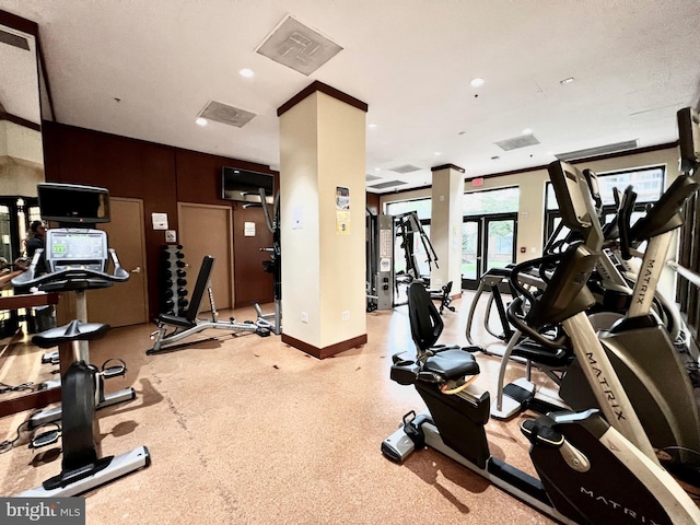 workout area with french doors