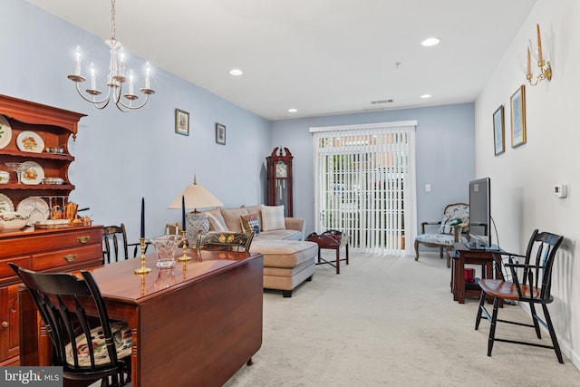 interior space with a chandelier