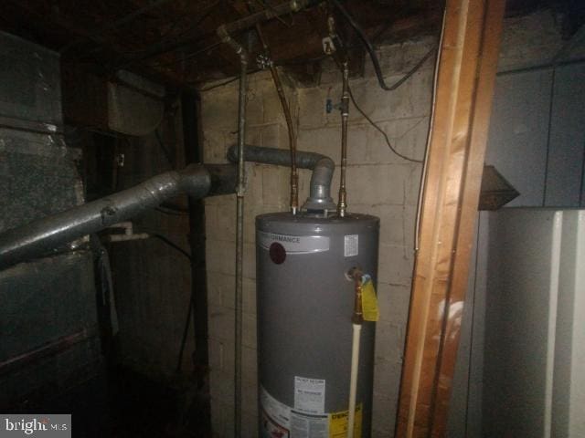 utility room with gas water heater