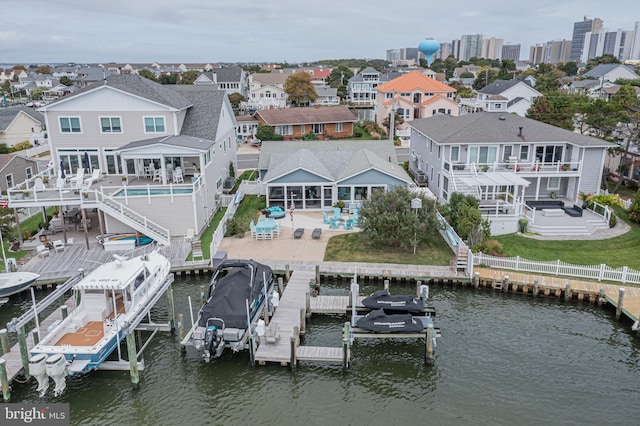 exterior space featuring a patio and a water view